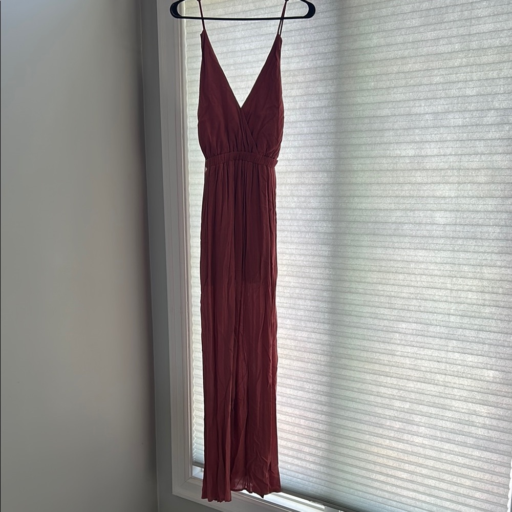 Lulu's Red Sleeveless V-Neck Maxi Dress